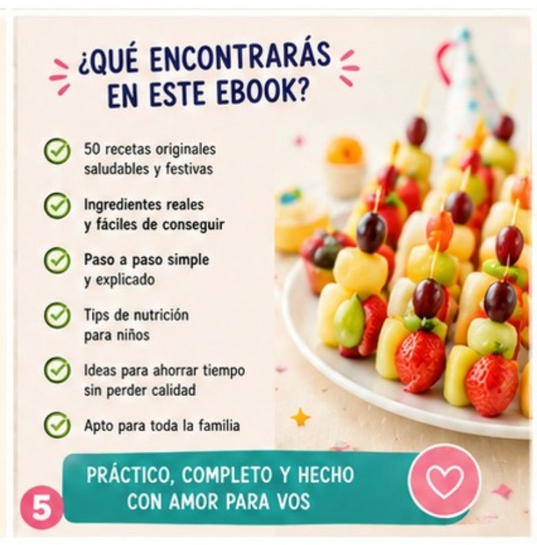 Ebook: Cumpleaños Infantil Saludable 🎂 ➕ 6 Bonus de Regalo
