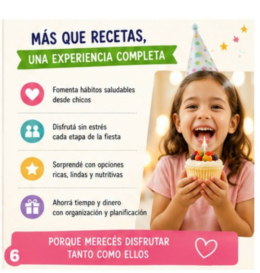 Ebook: Cumpleaños Infantil Saludable 🎂 ➕ 6 Bonus de Regalo