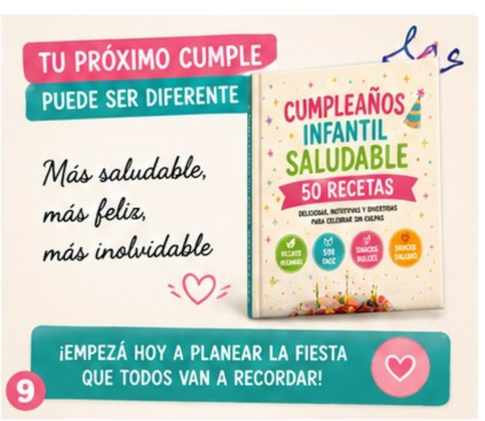 Ebook: Cumpleaños Infantil Saludable 🎂 ➕ 6 Bonus de Regalo