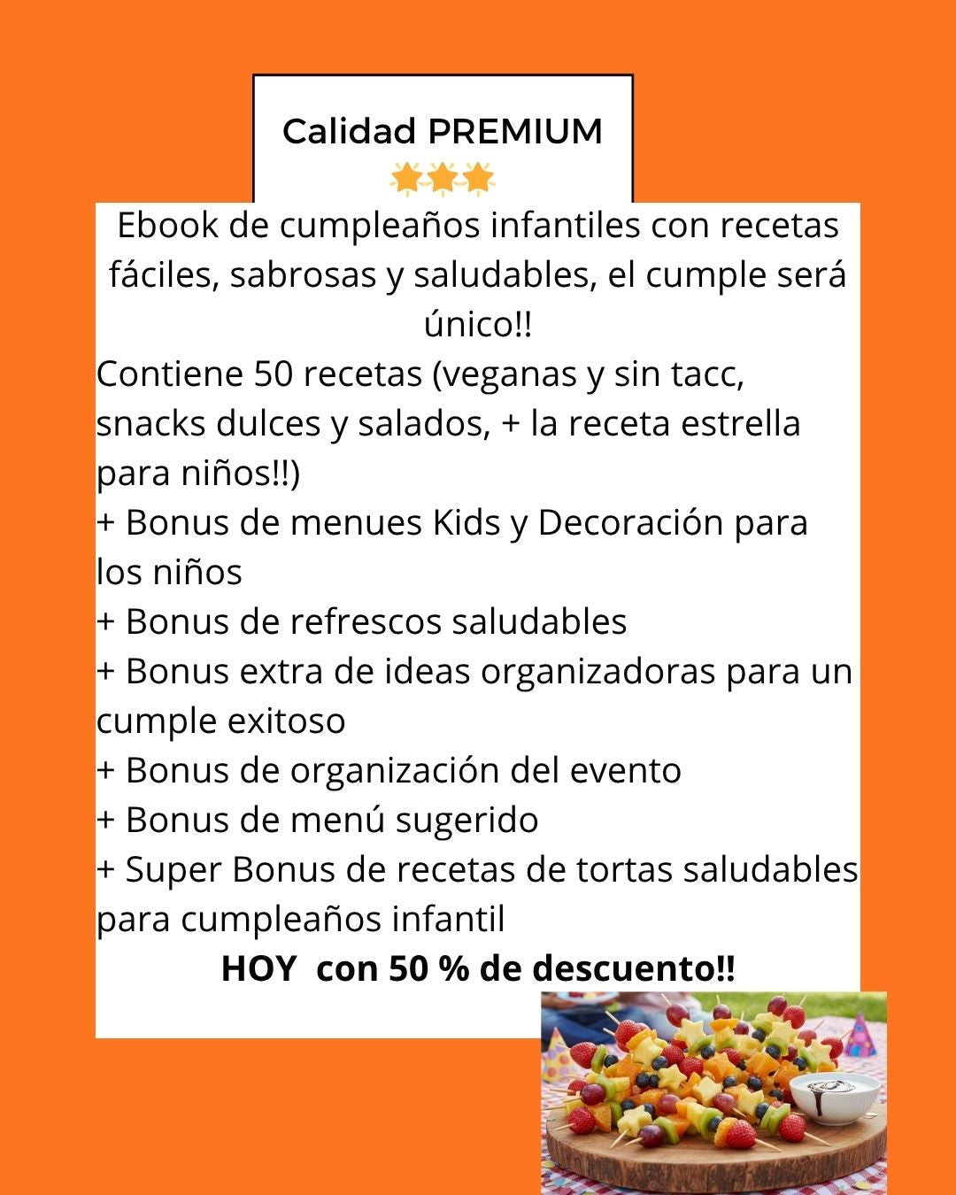 Ebook: Cumpleaños Infantil Saludable 🎂 ➕ 6 Bonus de Regalo