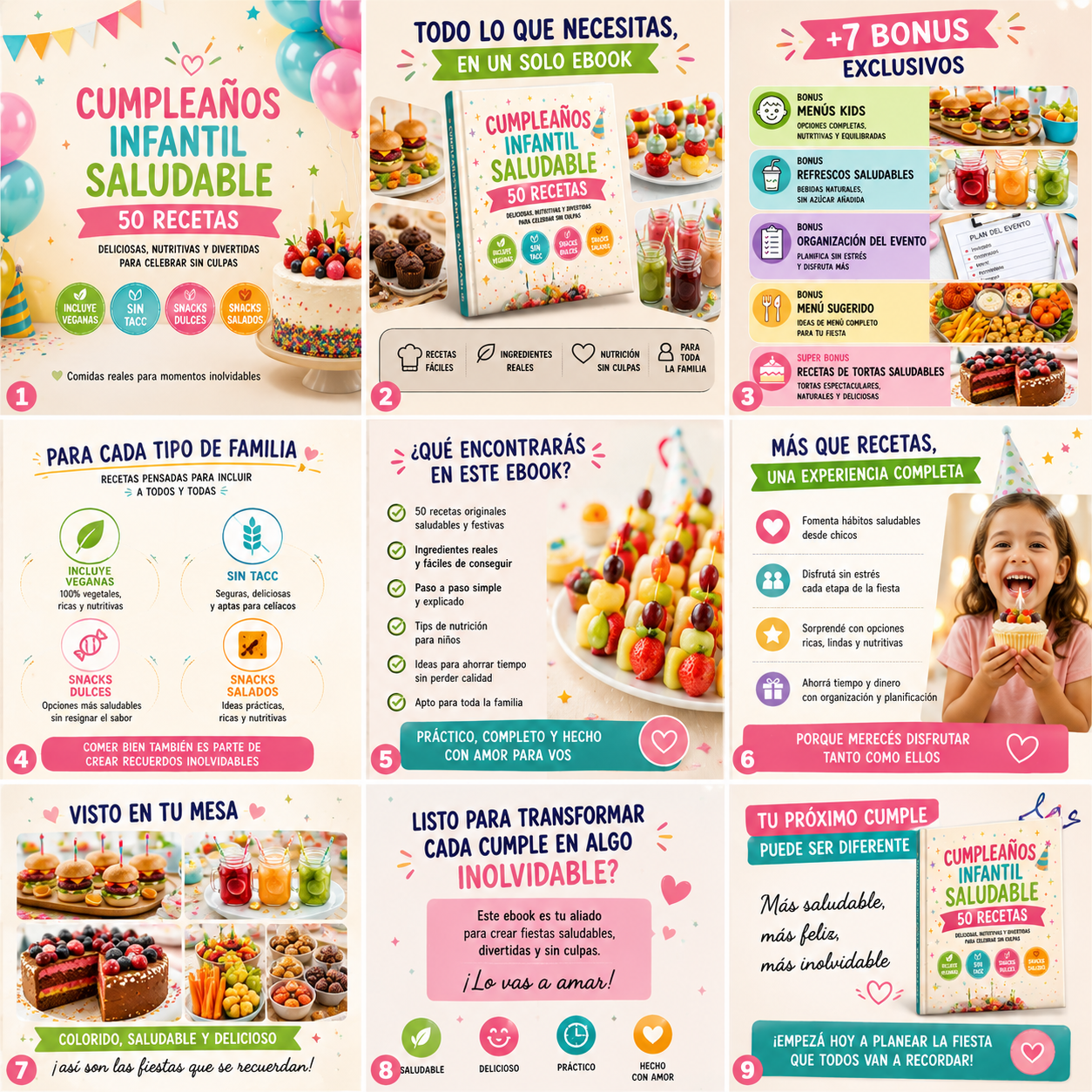 Ebook: Cumpleaños Infantil Saludable 🎂 ➕ 6 Bonus de Regalo